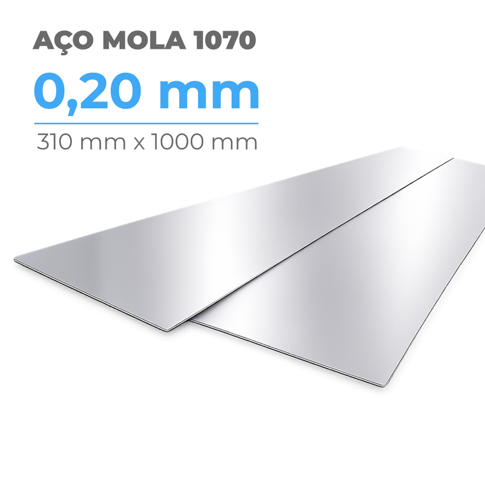 Chapa Aço Mola SAE 1070 Temperado 0,20 mm x 310 mm x 1000 mm