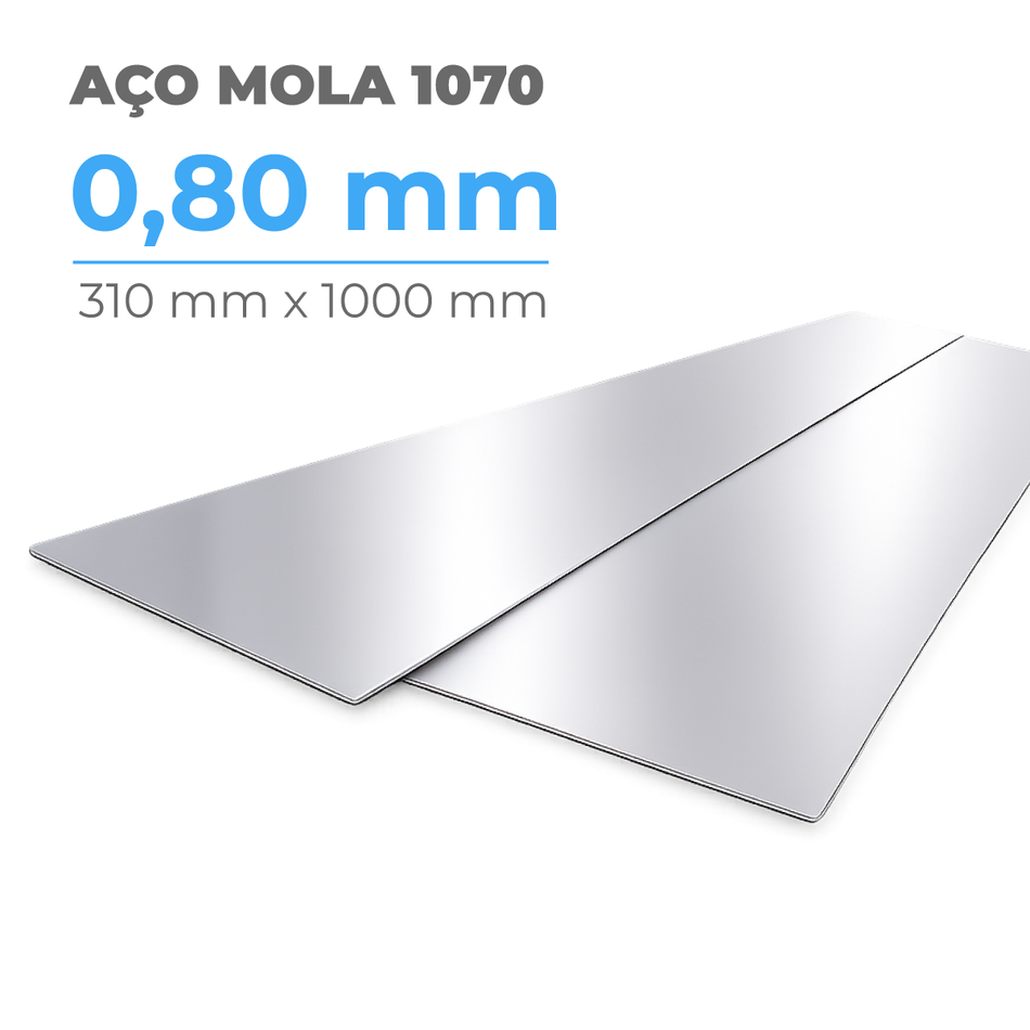Chapa Aço Mola SAE 1070 Temperado 0,80 mm x 310 mm x 1000 mm