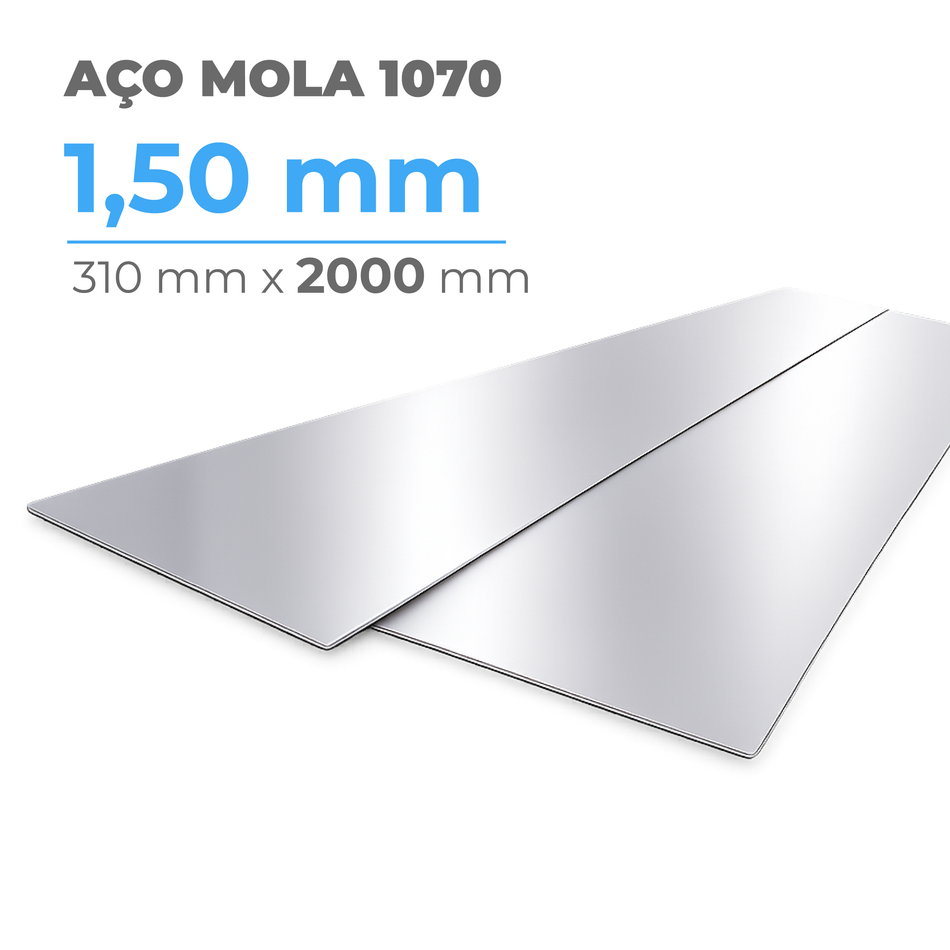 Chapa Aço Mola SAE 1070 Temperado 1,50 mm x 310 mm x 2000 mm