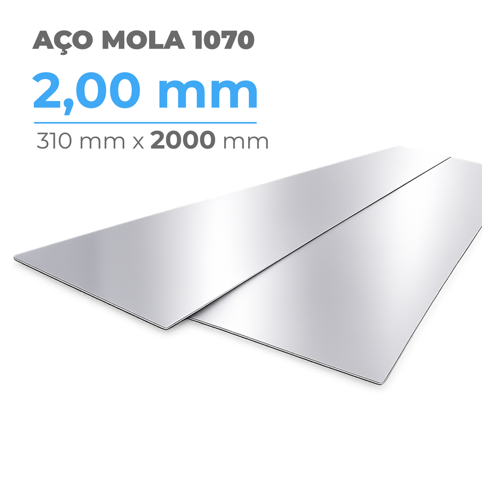 Chapa Aço Mola SAE 1070 Temperado 2,00 mm x 310 mm x 2000 mm